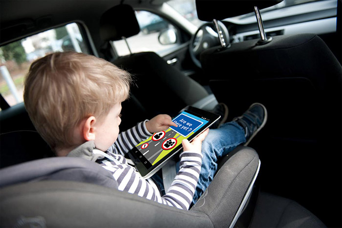 are we there yet childrens app advert child in car playing game