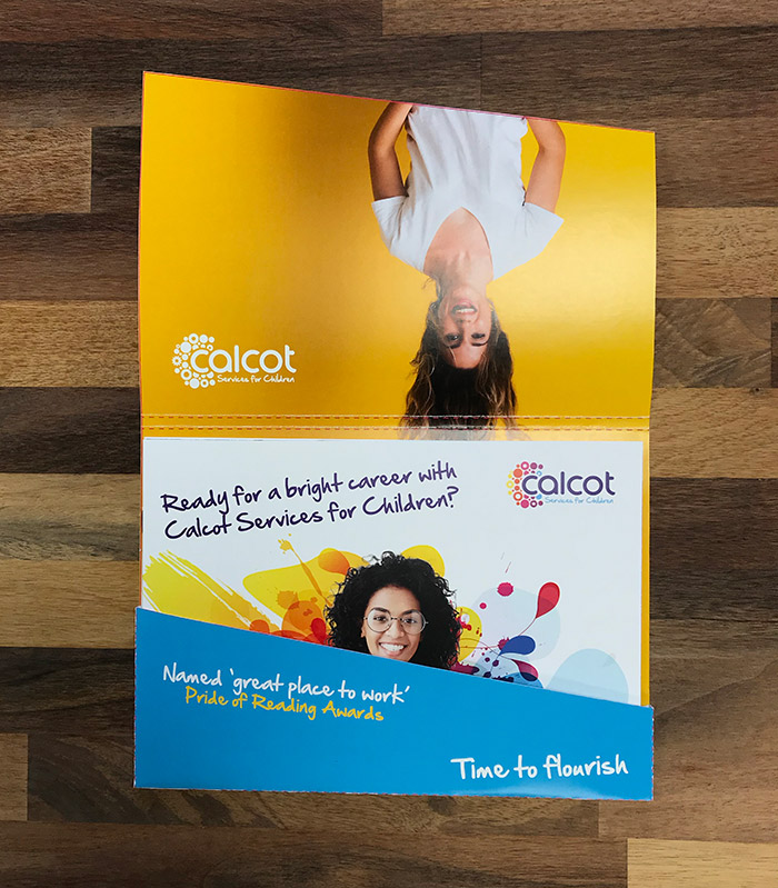 Calcot Services for Children branding recruitment folder mockup photo