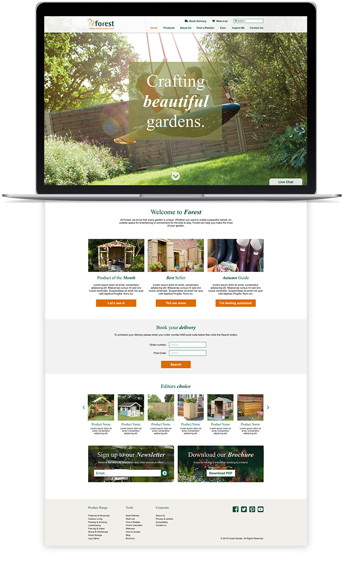 forest garden website design homepage desktop