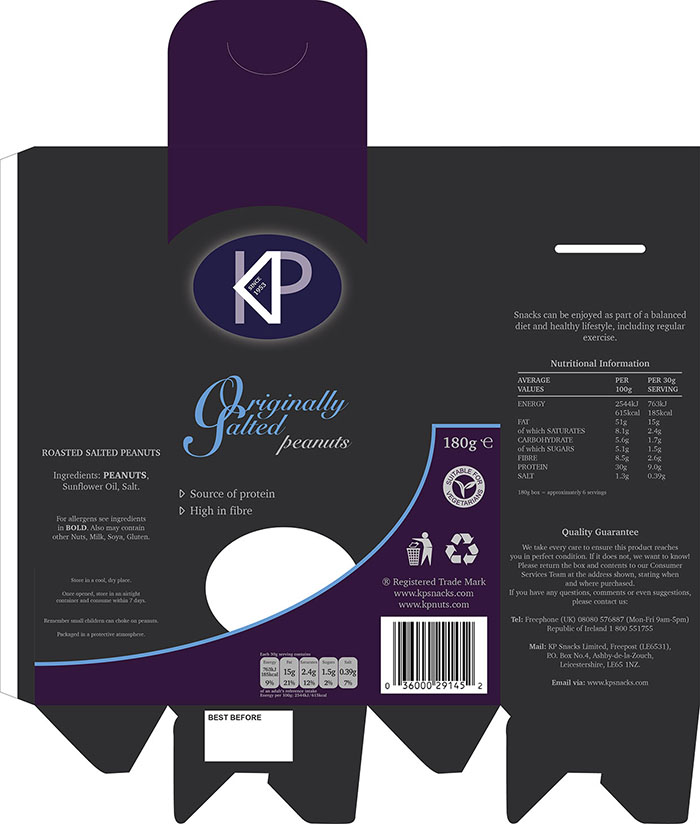 kp nuts re-brand salted packaging