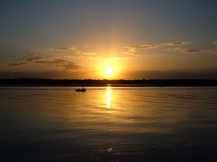 sun set water boat