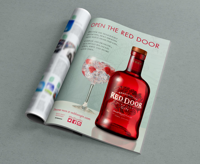 red door gin advert magazine