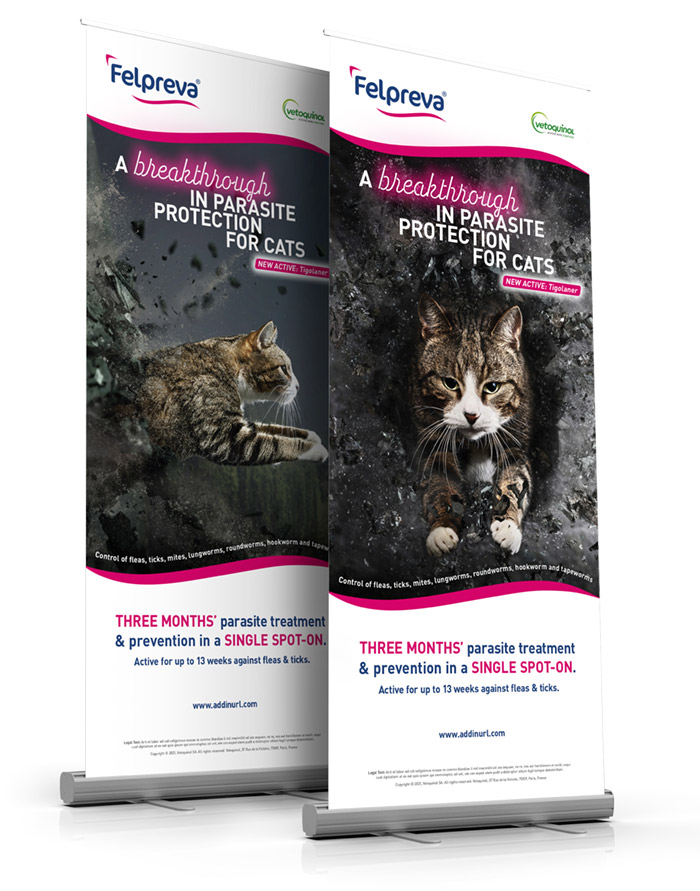 Felpreva breakthrough parasite protection campaign pull-up banners