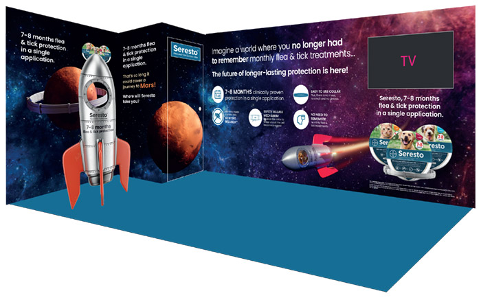 Seresto out of this world protection campaign exhibition stand